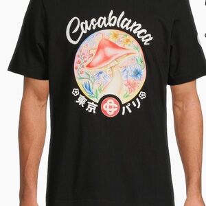Casablanca Men Mushroom Emblem Black Graphic T-Shirt
